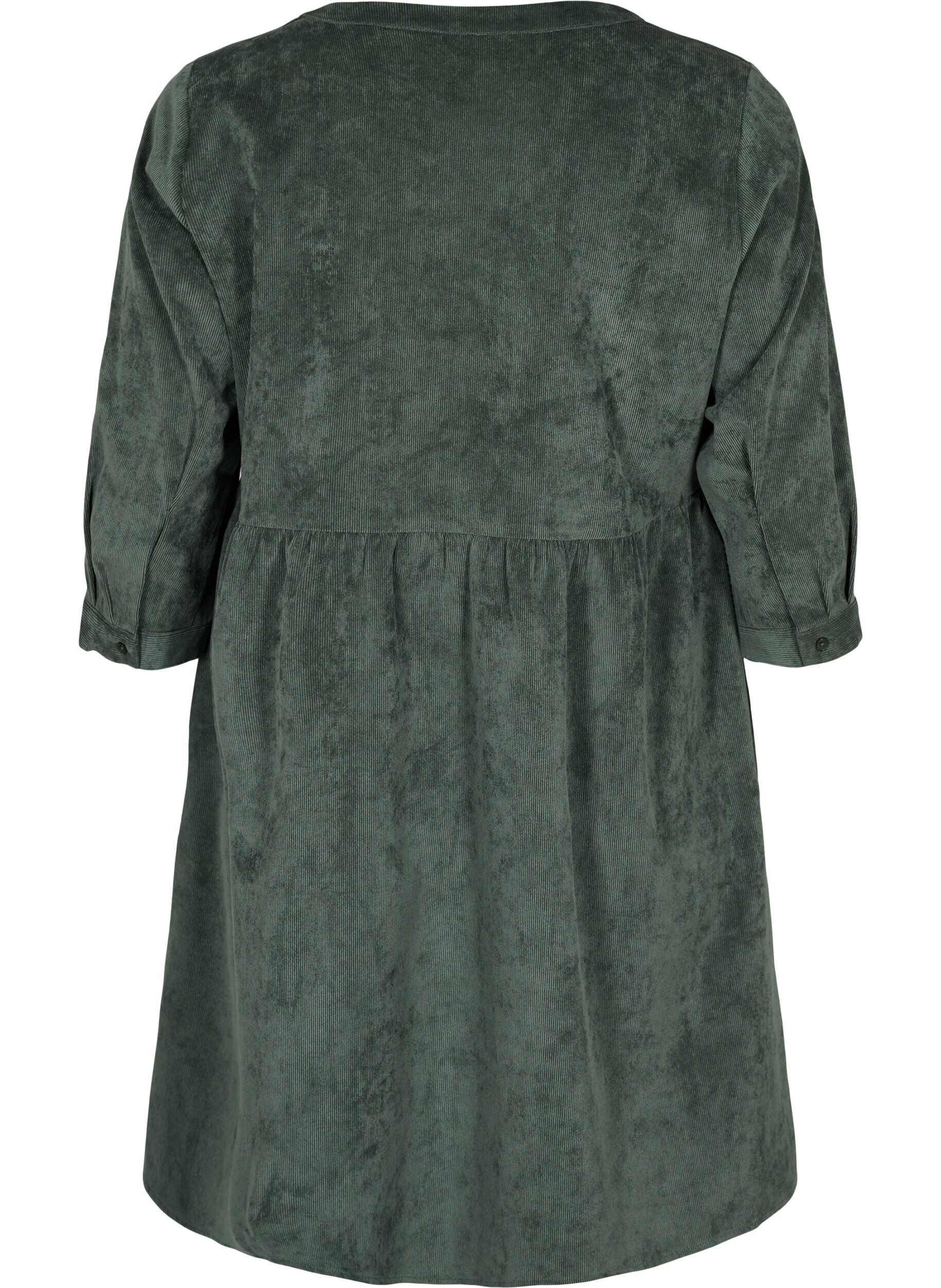 Zizzifashion Velvet dress with 3/4-length sleeves and buttons, Deep Forest, Packshot image number 1