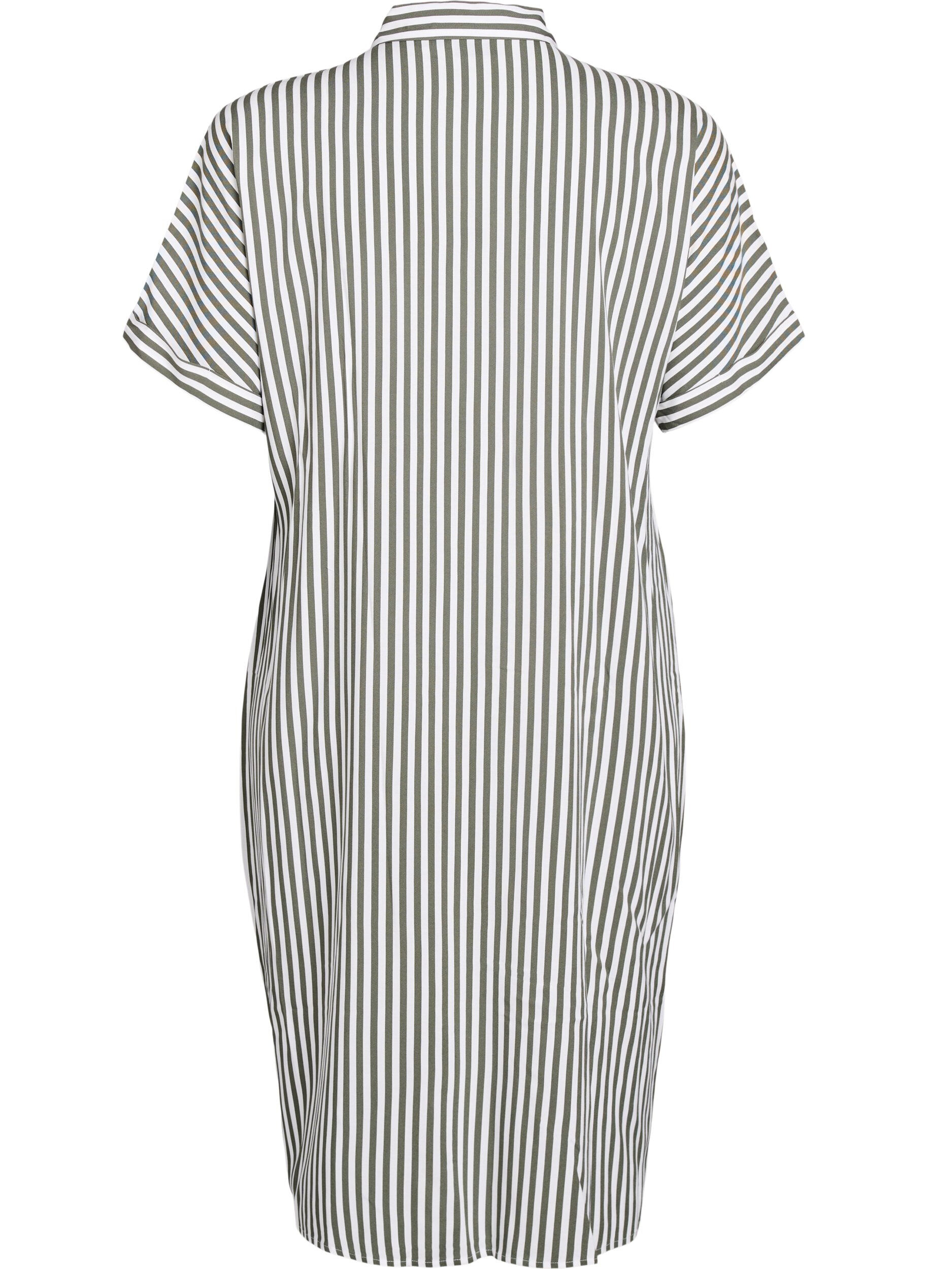 ZizzifashionLong shirt dress with short sleeves, Green, Packshot image number 1