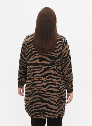 Long-sleeved tunic with zebra print, Black/Brown Zebra, Model image number 1