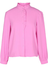 Long-sleeved shirt blouse with frill details
