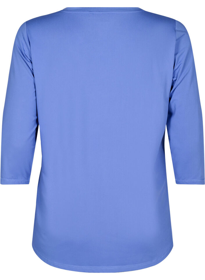 Workout top with 3/4 sleeves, Blue, Packshot image number 1
