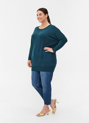 Knitted jumper with round neckline, Reflecting Pond, Model image number 2