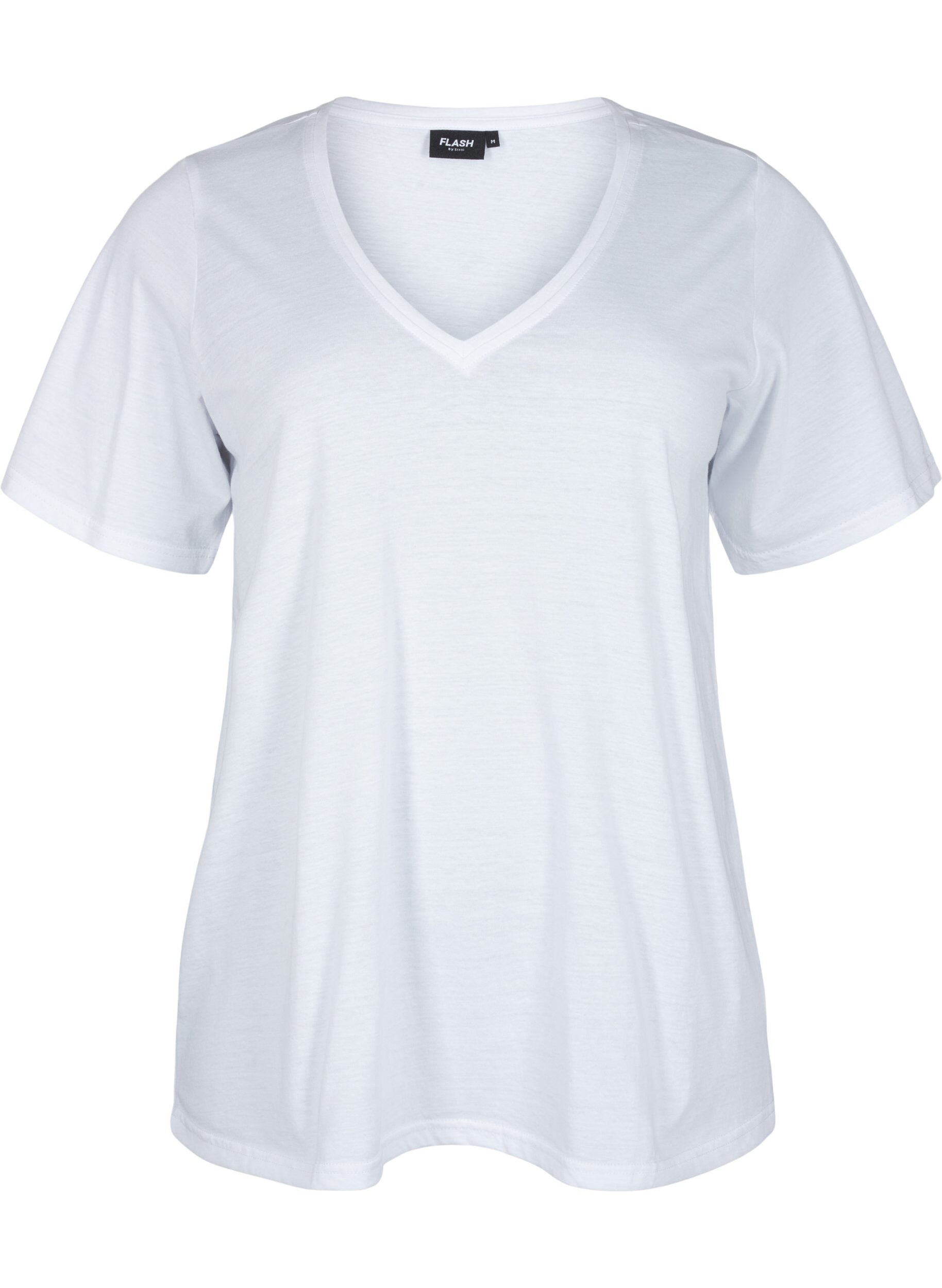 Zizzifashion FLASH - 2-pack v-neck t-shirts, White/Black, Packshot image number 2