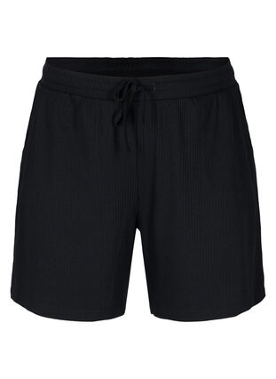 Shorts in ribbed fabric with pockets, Black, Packshot image number 0