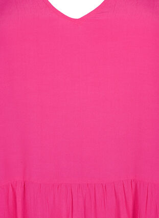 Single colored viscose tunic with short sleeves, Beetroot Purple, Packshot image number 2