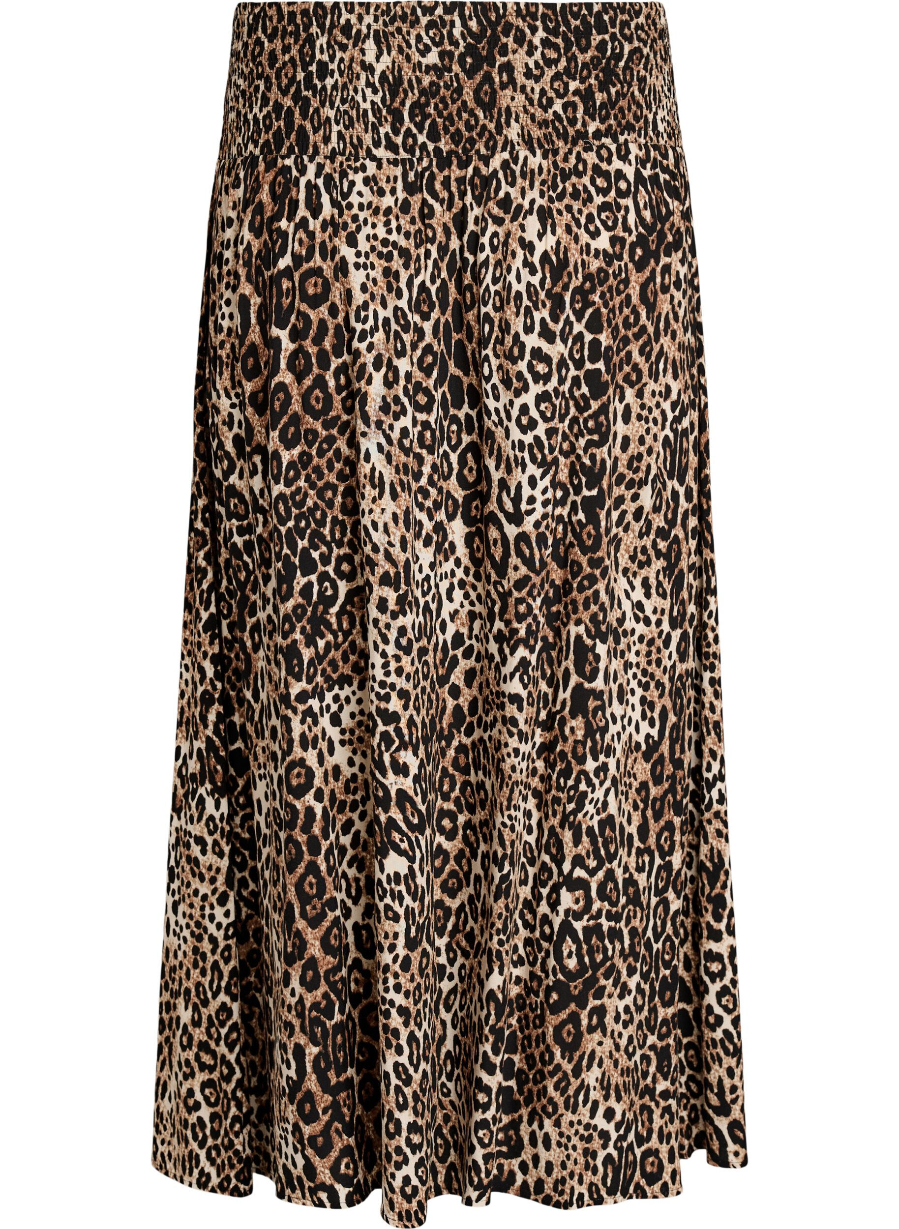 ZizzifashionViscose maxi skirt with smocking, Brown, Packshot image number 1