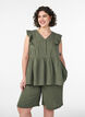 Loose cotton muslin shorts with a high waist, Green, Model image number 0