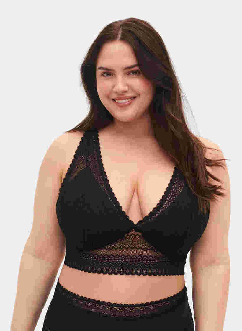 Lace bra with soft padding, Black, Model