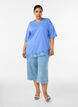 T-shirt with asymmetric lace hem, Purple, Model image number 1