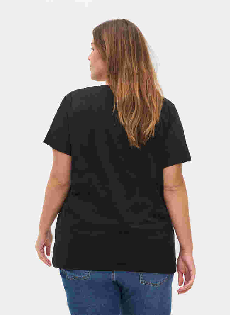 Basics cotton t-shirt 2-pack, Black/Black, Model image number 1