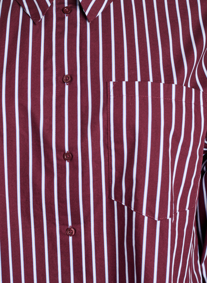 Loose shirt with stripes and a chest pocket, Dark Bordeaux, Packshot image number 2