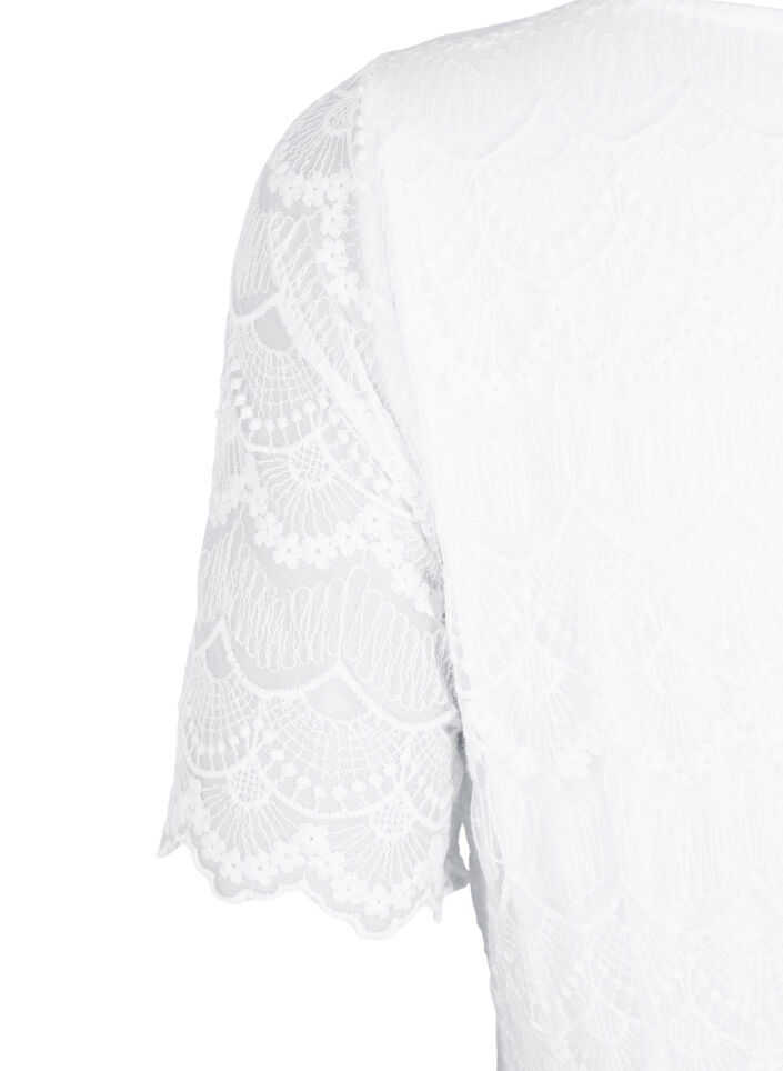 Party dress with lace and an empire waist, Bright White, Packshot image number 3
