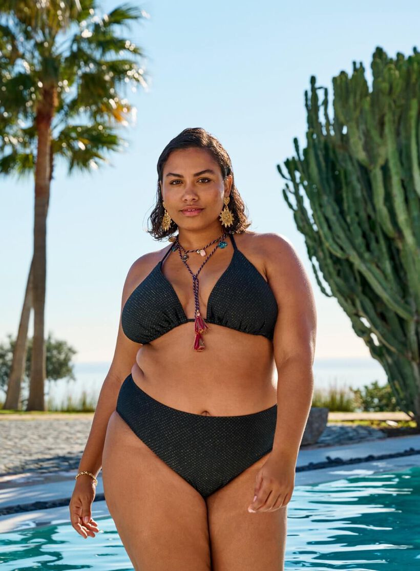 Triangle bikini with glitter, , Model