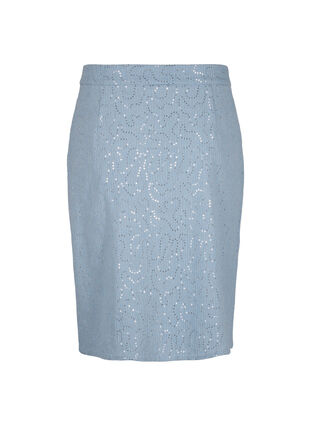 Denim skirt with slit and sequins, Light Blue Denim, Packshot image number 1