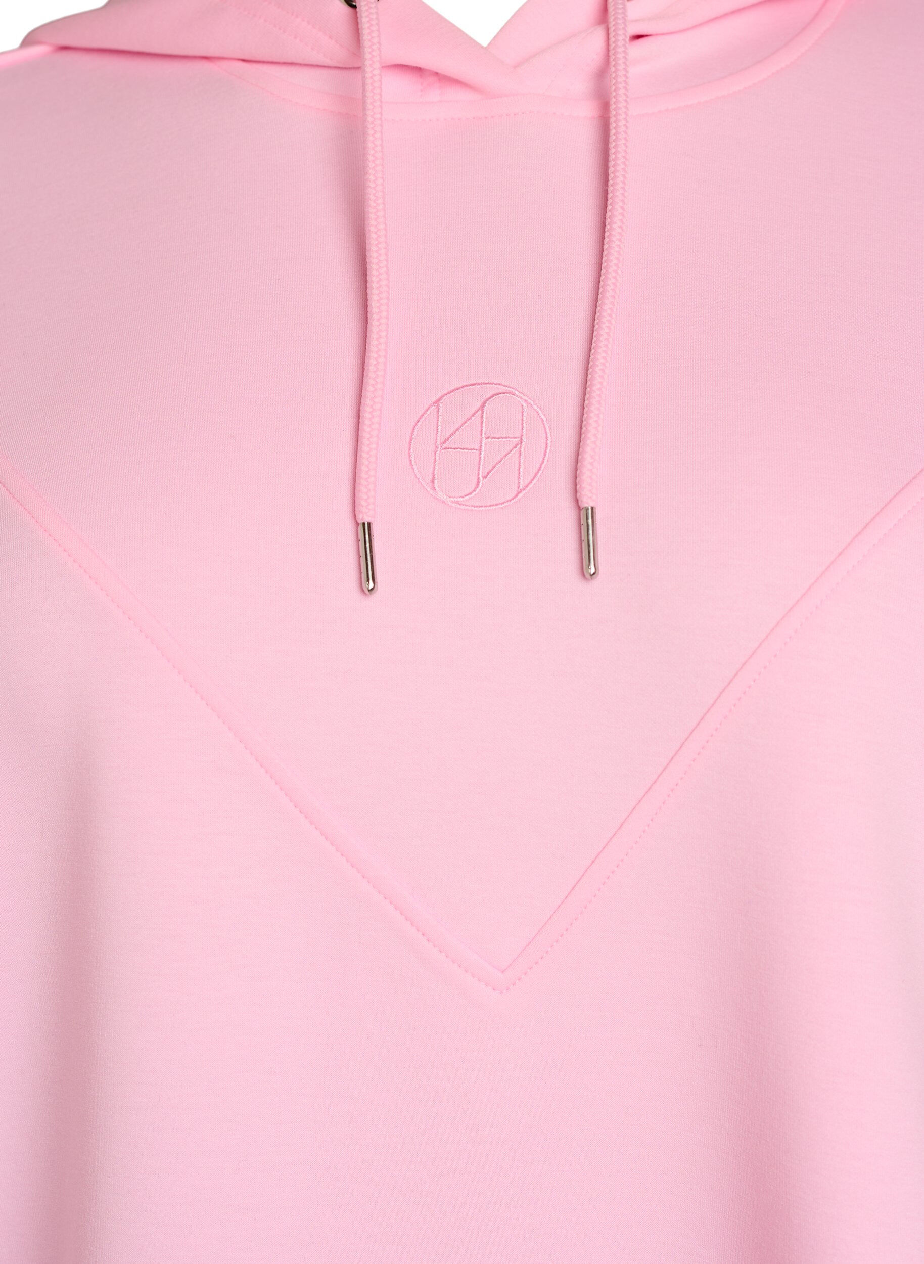 Zizzifashion Sporty scuba hoodie with decorative stitching, Pink, Packshot image number 2