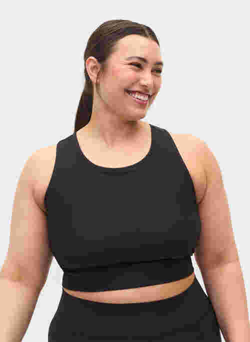 	Tight fitting crop top with rib texture