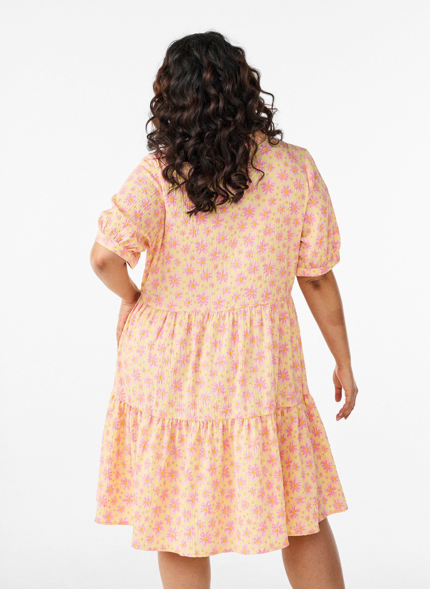 ZizzifashionShort A-line dress, Yellow, Model image number 2