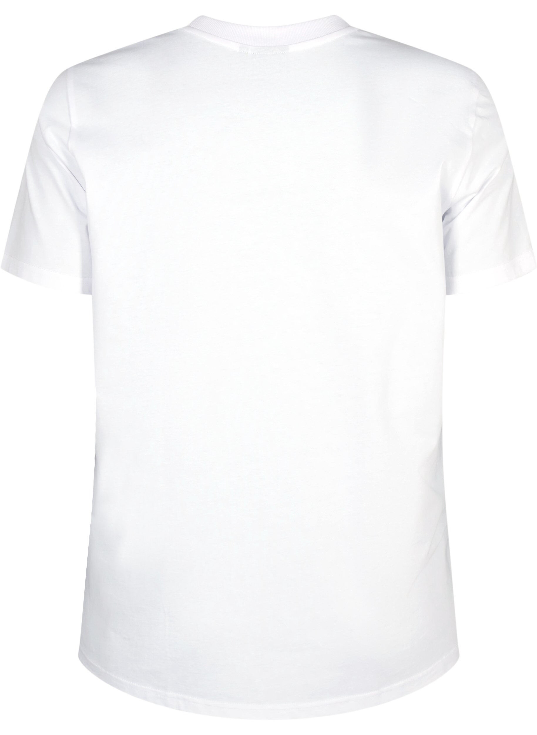ZizzifashionBasic cotton T-shirt with round neck, White, Packshot image number 1