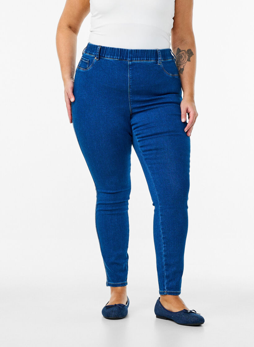High-waisted jeggings, Blue, Model image number 2