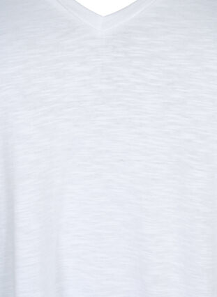 Short sleeve basic t-shirt with v-neck, Bright White, Packshot image number 2
