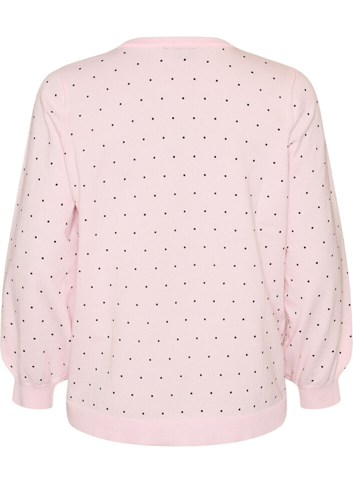 Knitted blouse with small polka dots, Pink, Packshot image number 1