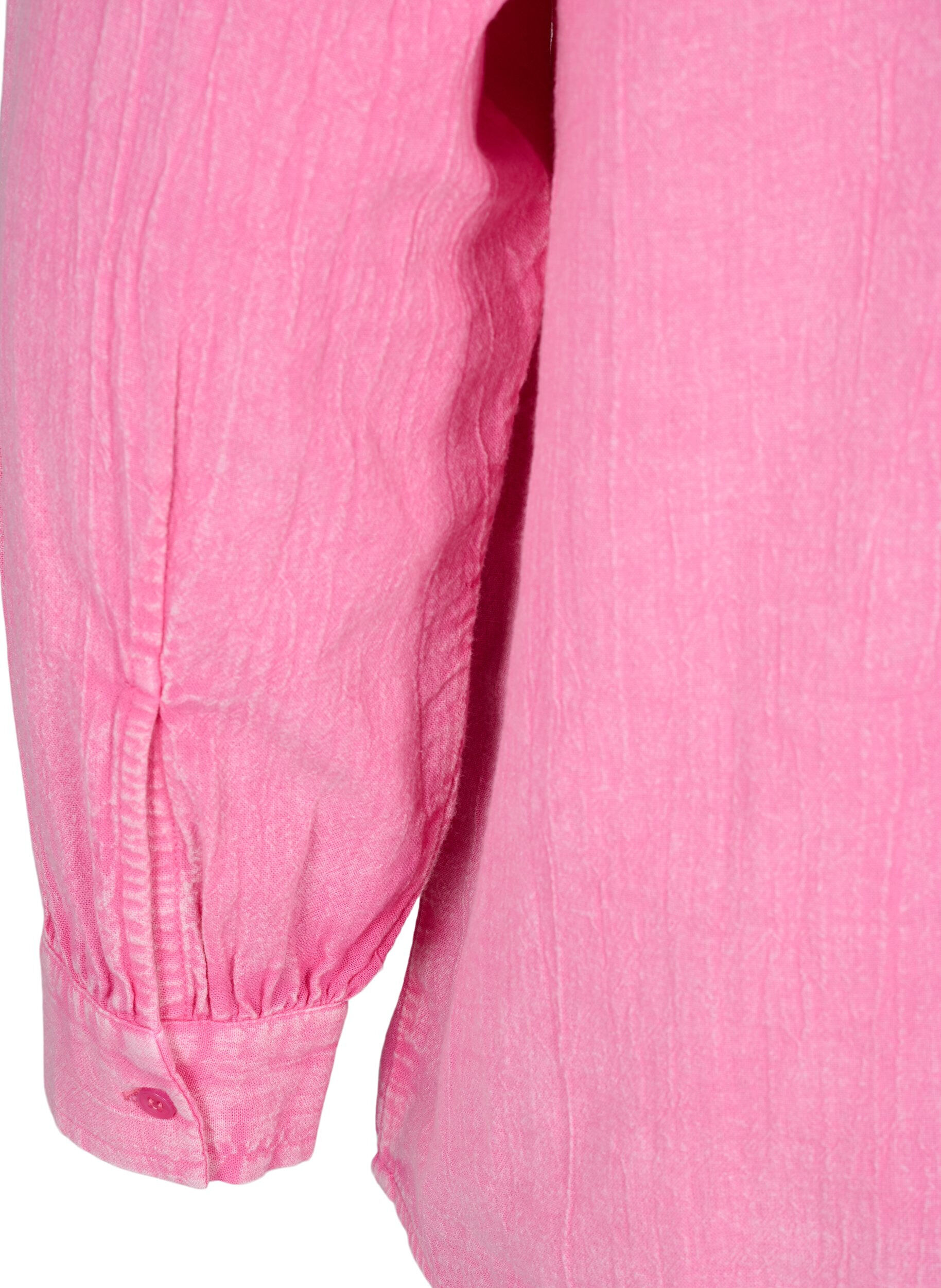 Zizzifashion Solid coloured denim shirt, Pink Power, Packshot image number 3
