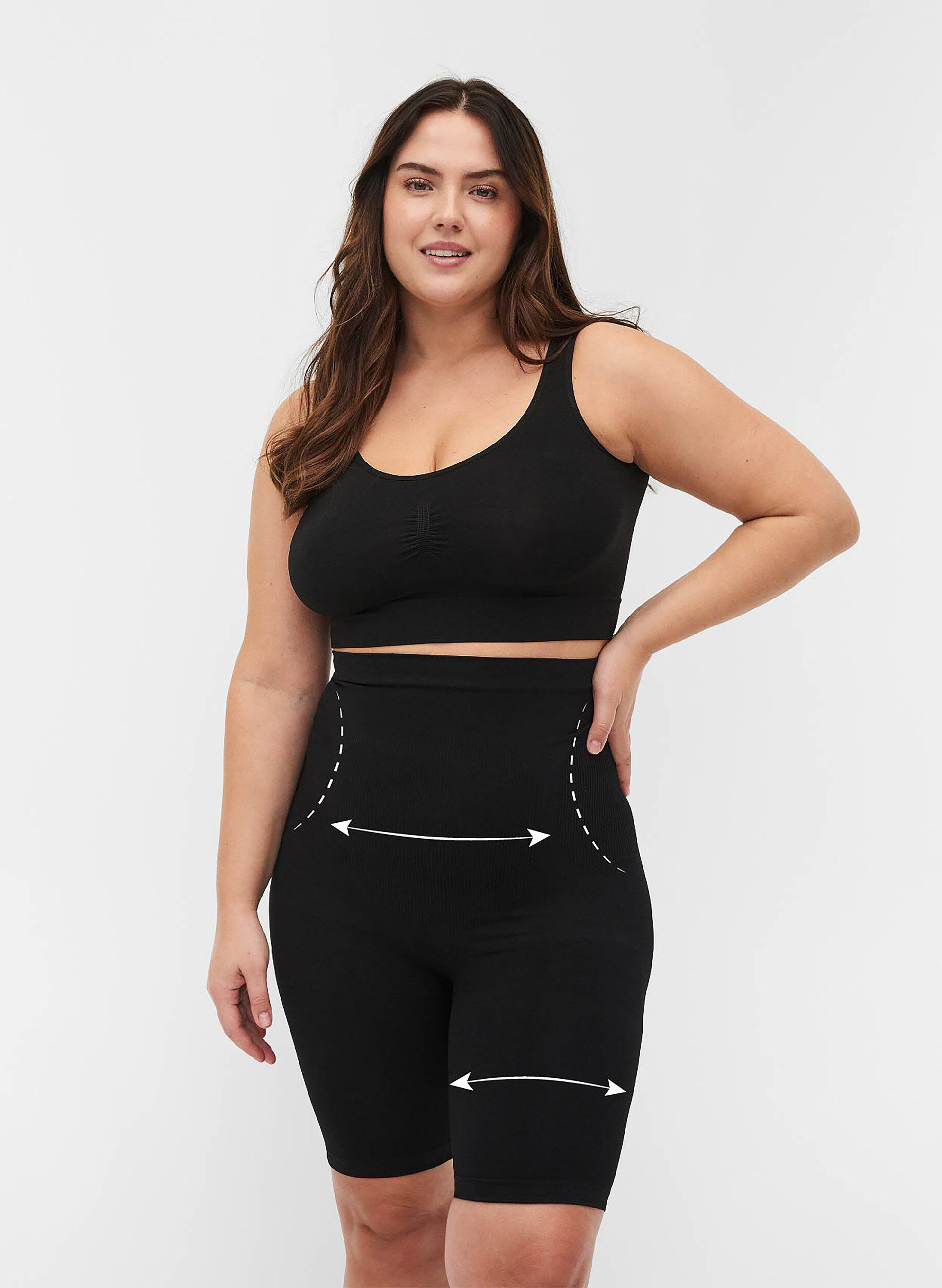 High waisted shapewear shorts, Black, Model