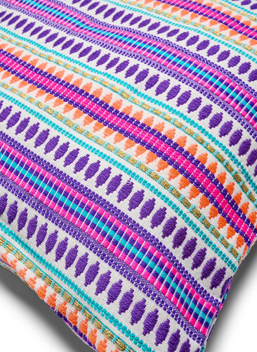 Cushion cover with colourful pattern, Purple Comb, Packshot image number 1
