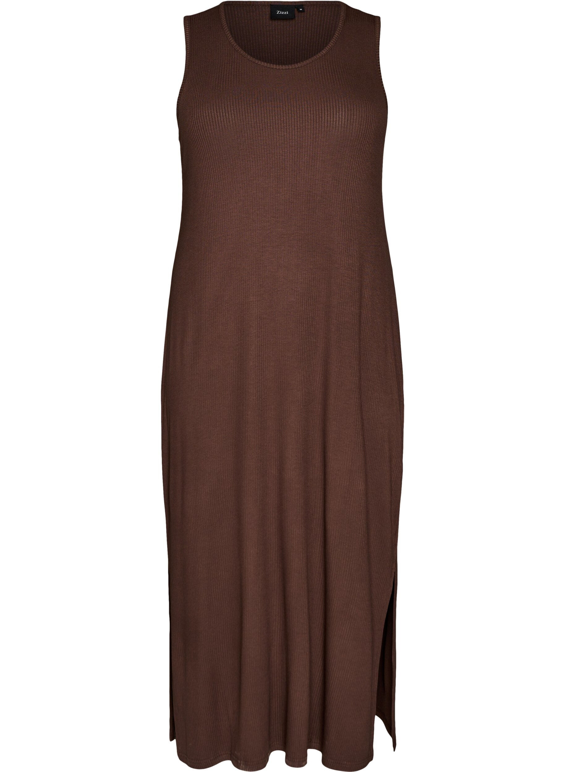 Sleeveless ribbed dress in viscose