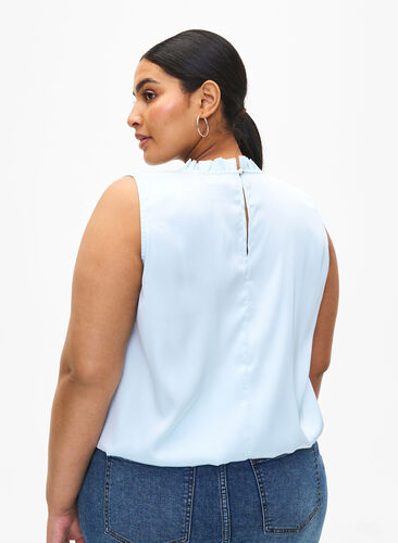 Sleeveless party top in satin, Delicate Blue, Model image number 1