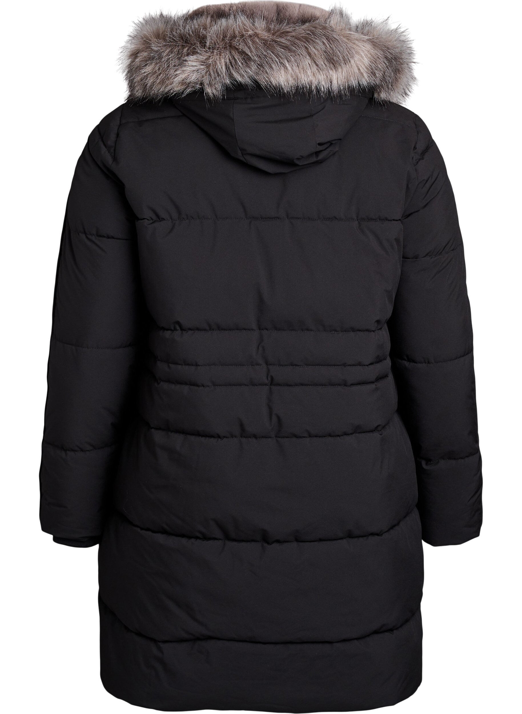 Zizzifashion Water-repellent parka with faux fur Collar, Black, Packshot image number 1