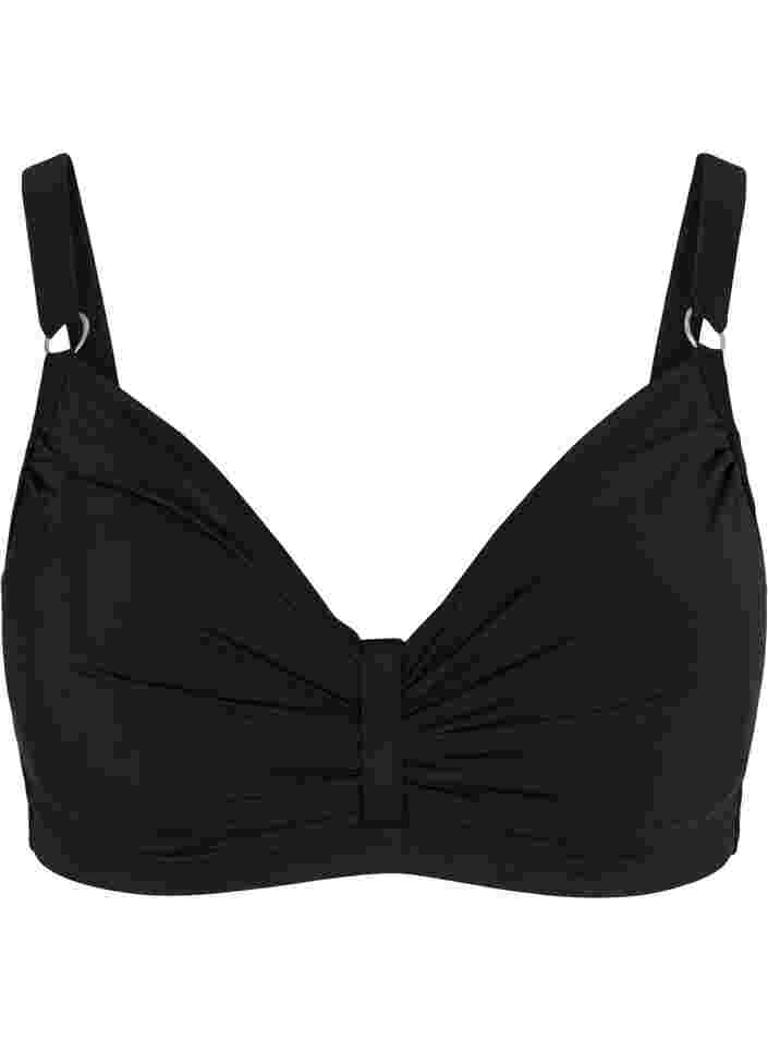 Bikini top with drape front, Black, Packshot image number 0
