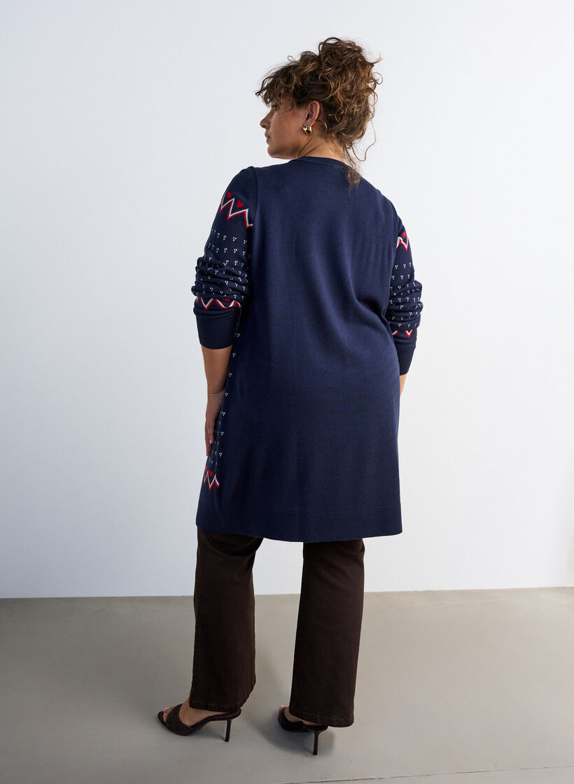 Short knitted dress with Christmas motif, Blue, Model image number 2