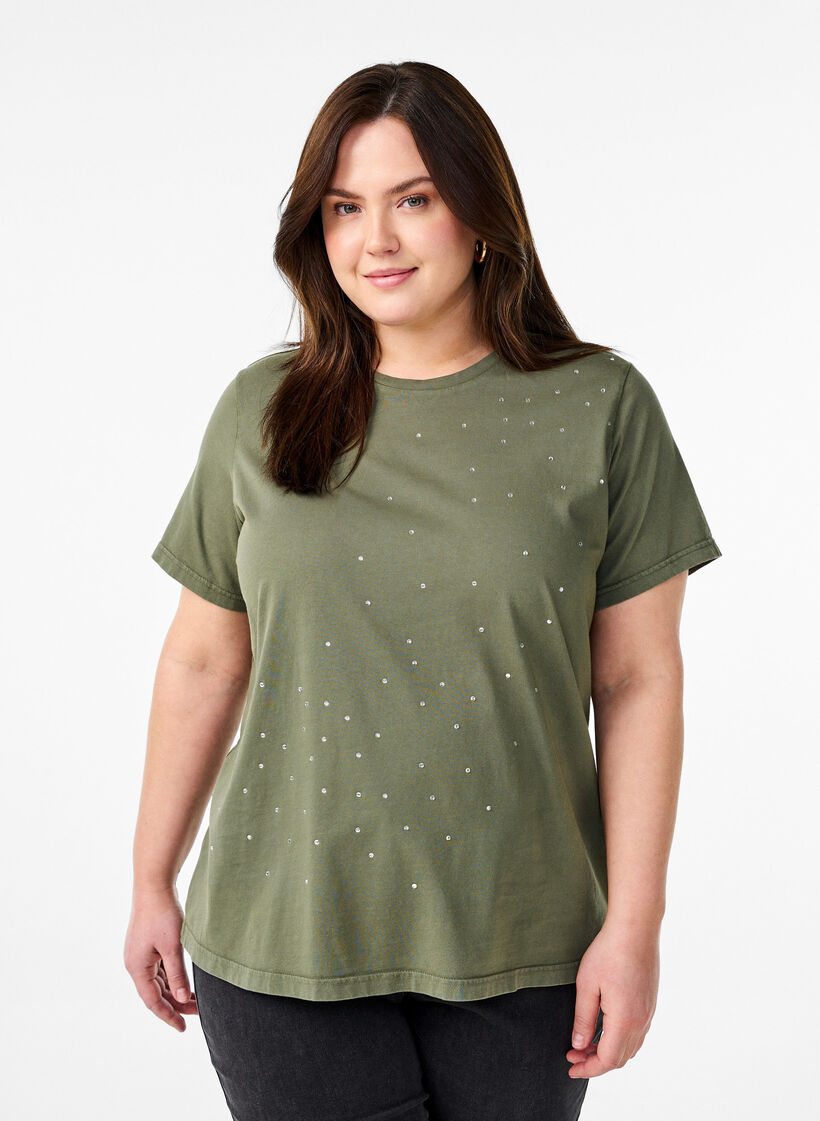 T-shirt in organic cotton with a cool print, Green, Model image number 0