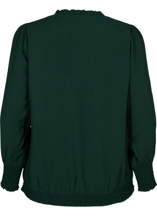 Viscose blouse with long sleeves and smock, Scarab, Packshot image number 1