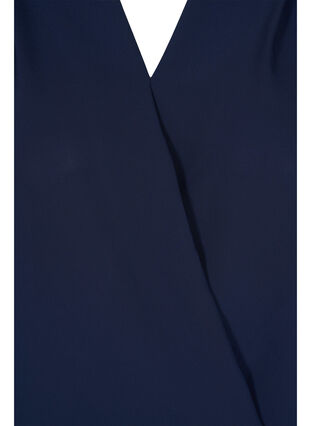 Wrap look blouse with v-neck and 3/4 sleeves, Navy Blazer, Packshot image number 2