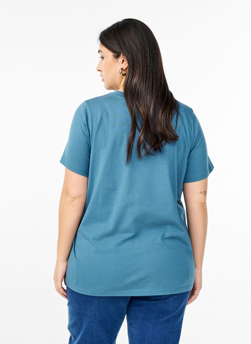 Basic cotton t-shirt with a round neck, Grey, Model image number 2