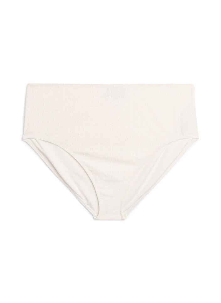Bikini bottoms with a textured pattern and regular waist, White, Packshot image number 0