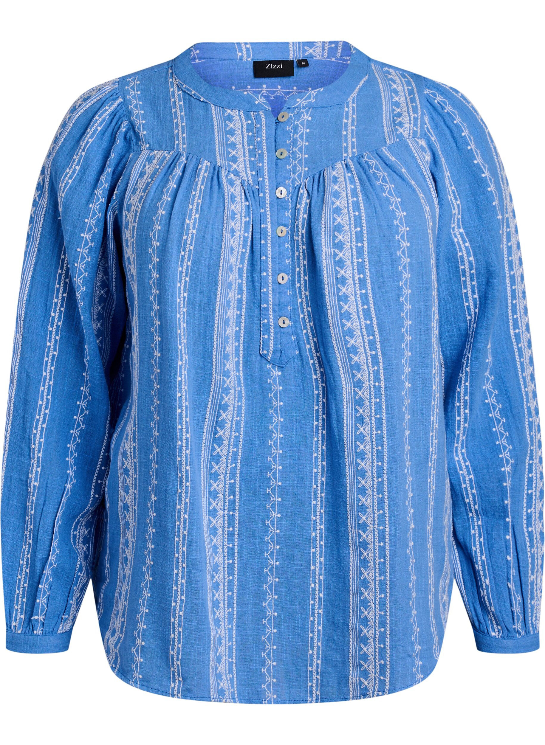 Zizzifashion Blouse with embroidered pattern, Blue, Packshot image number 0