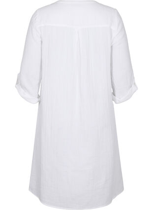 Cotton dress with 3/4 sleeves, Bright White, Packshot image number 1