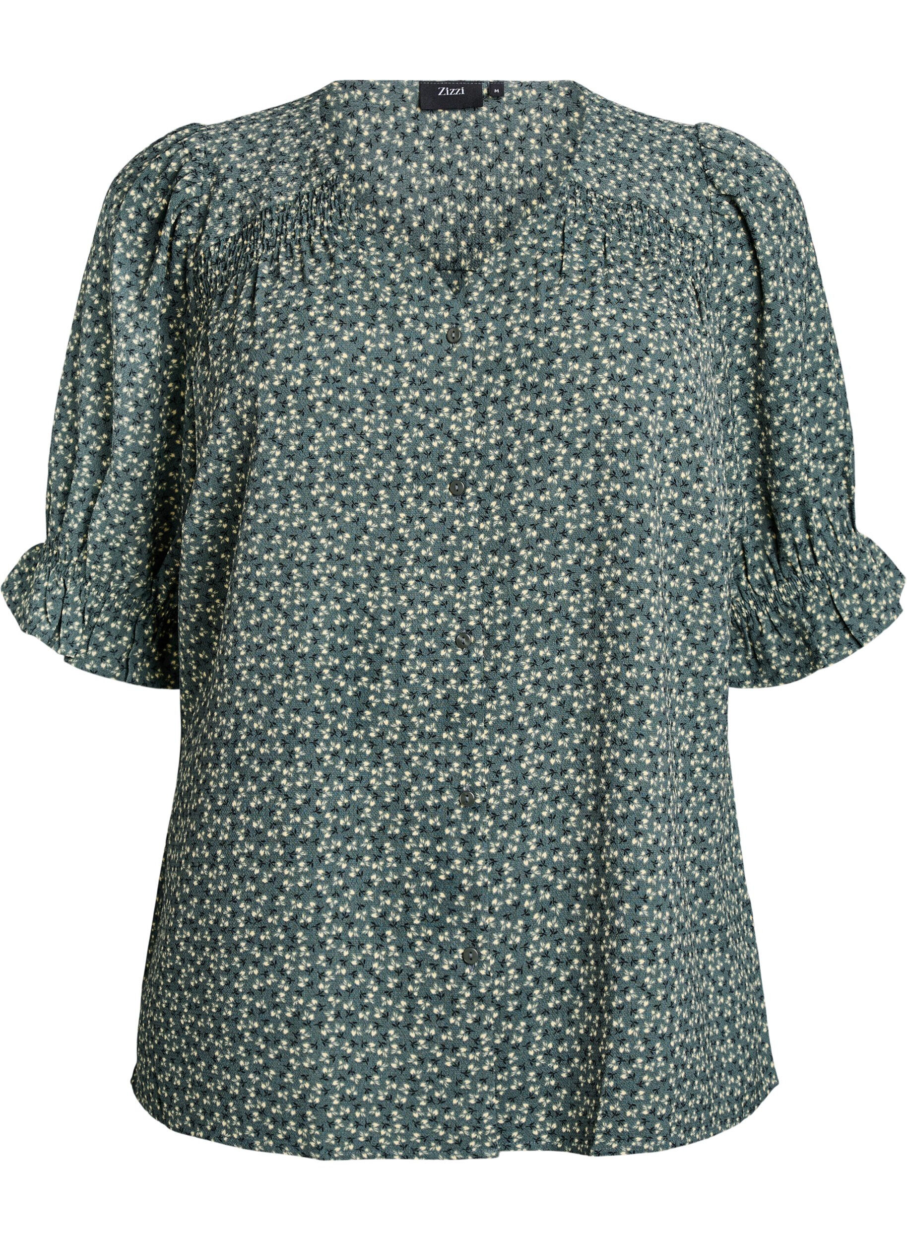 ZizzifashionShirt blouse with 1/2 sleeves, Green, Packshot image number 0