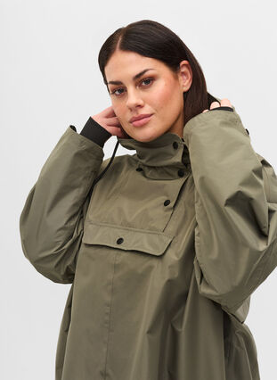 Rain poncho with hood and front pocket , Castor Gray, Model image number 2
