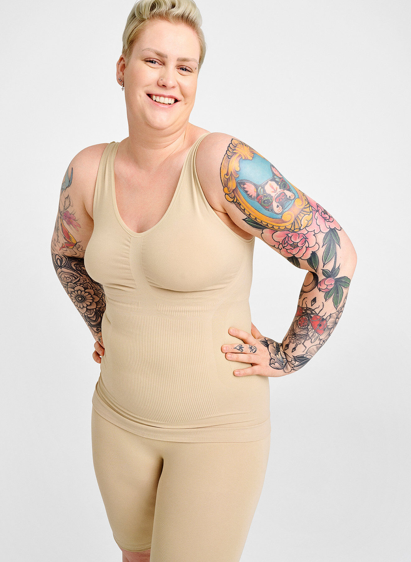 ZizzifashionShapewear top with wide straps, Beige, Image image number 0