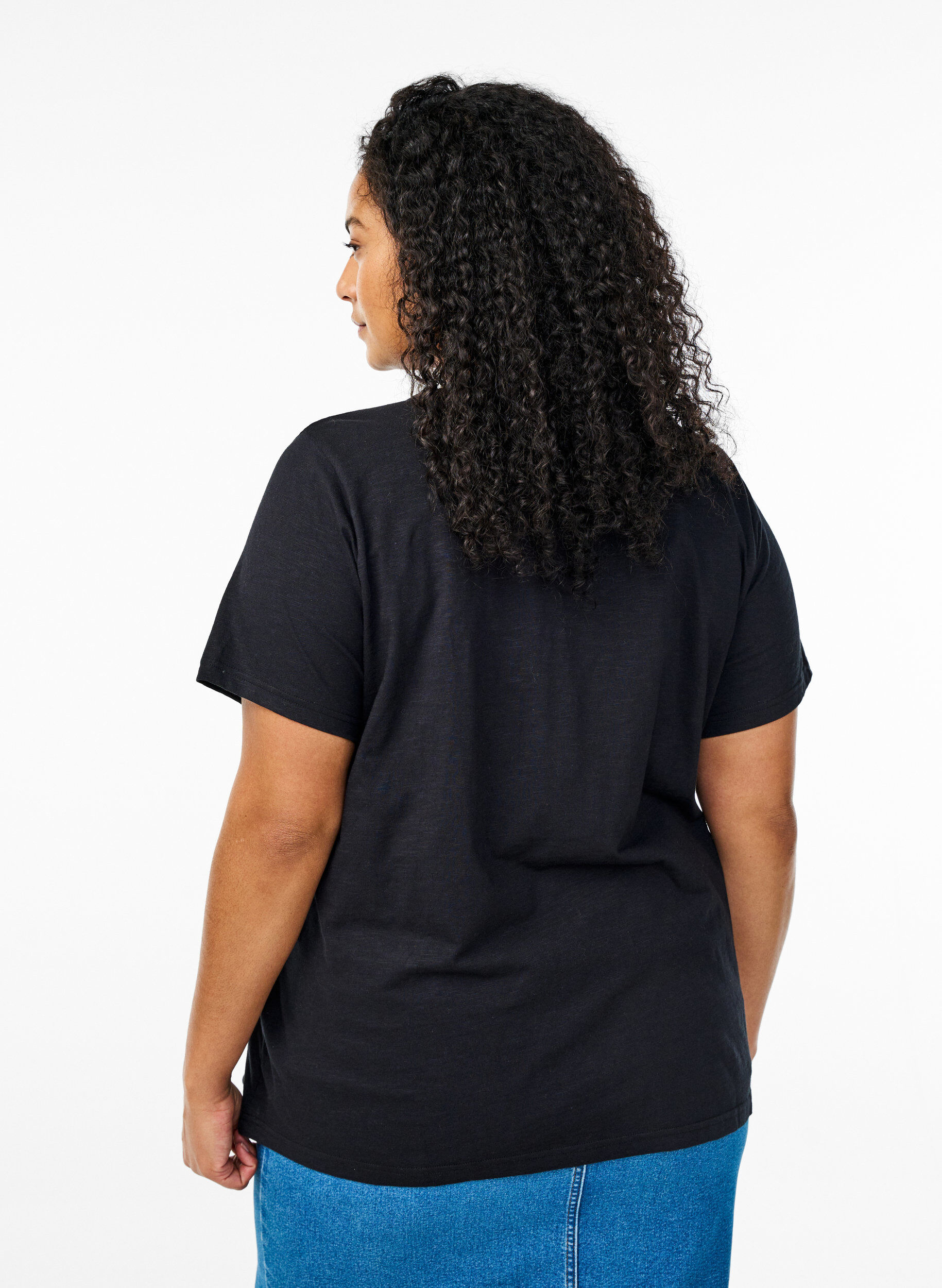 ZizzifashionT-shirt with button detail, Black, Model image number 2