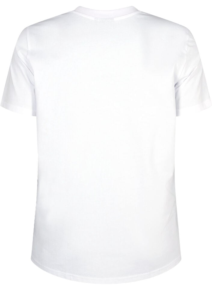 Basic cotton T-shirt with round neck, White, Packshot