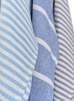 3-pack striped cotton tea towel, 3-Pack Blue, Packshot image number 2