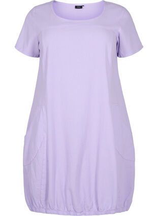 Short sleeve cotton dress, Lavender, Packshot image number 0