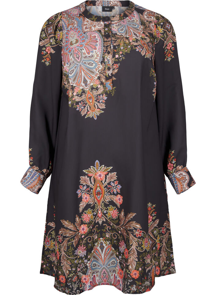 Midi dress with paisley print, Black Paisley, Packshot image number 0