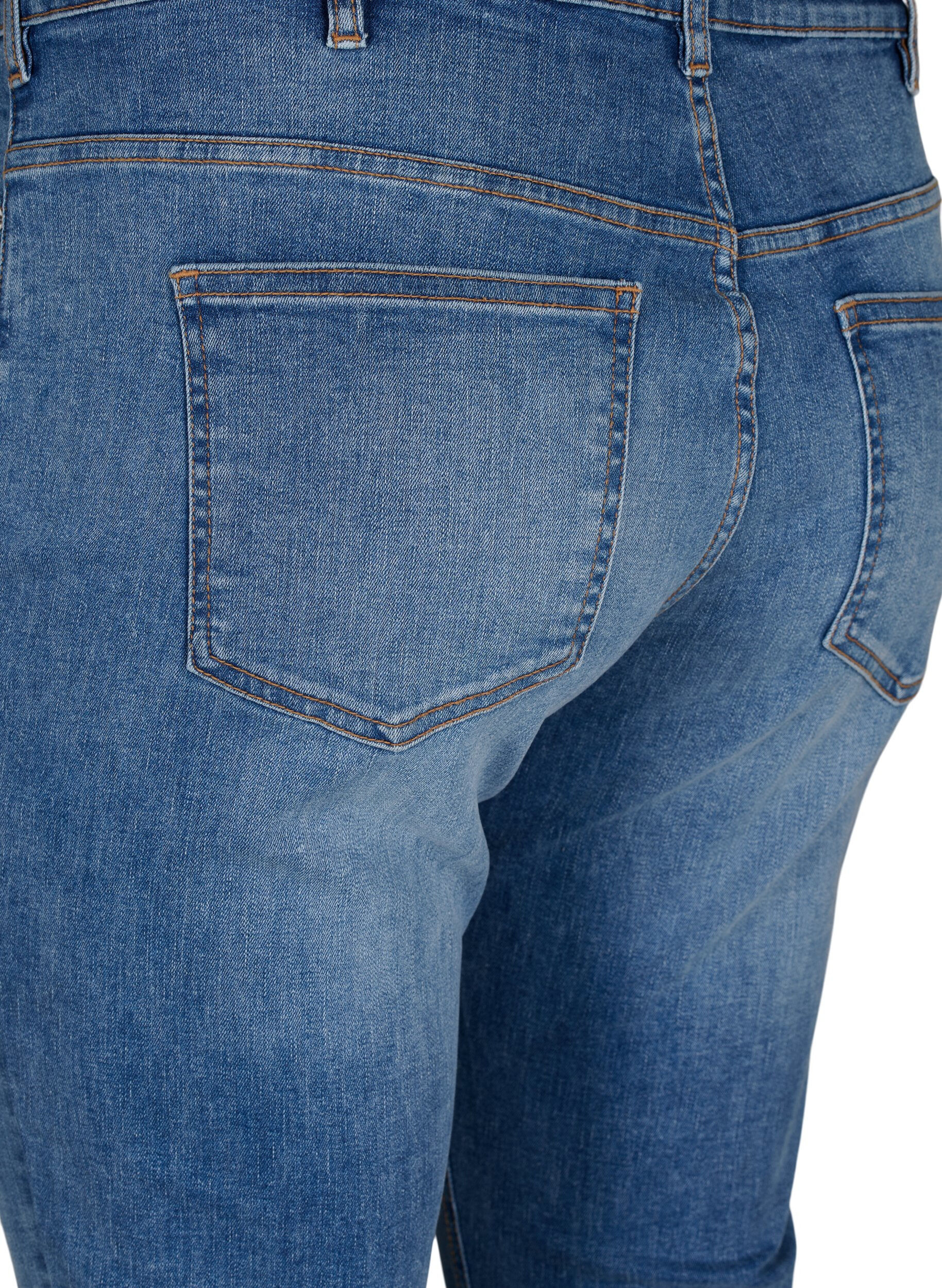 Zizzifashion Sanna jeans with super slim fit and button closure, Blue denim, Packshot image number 3