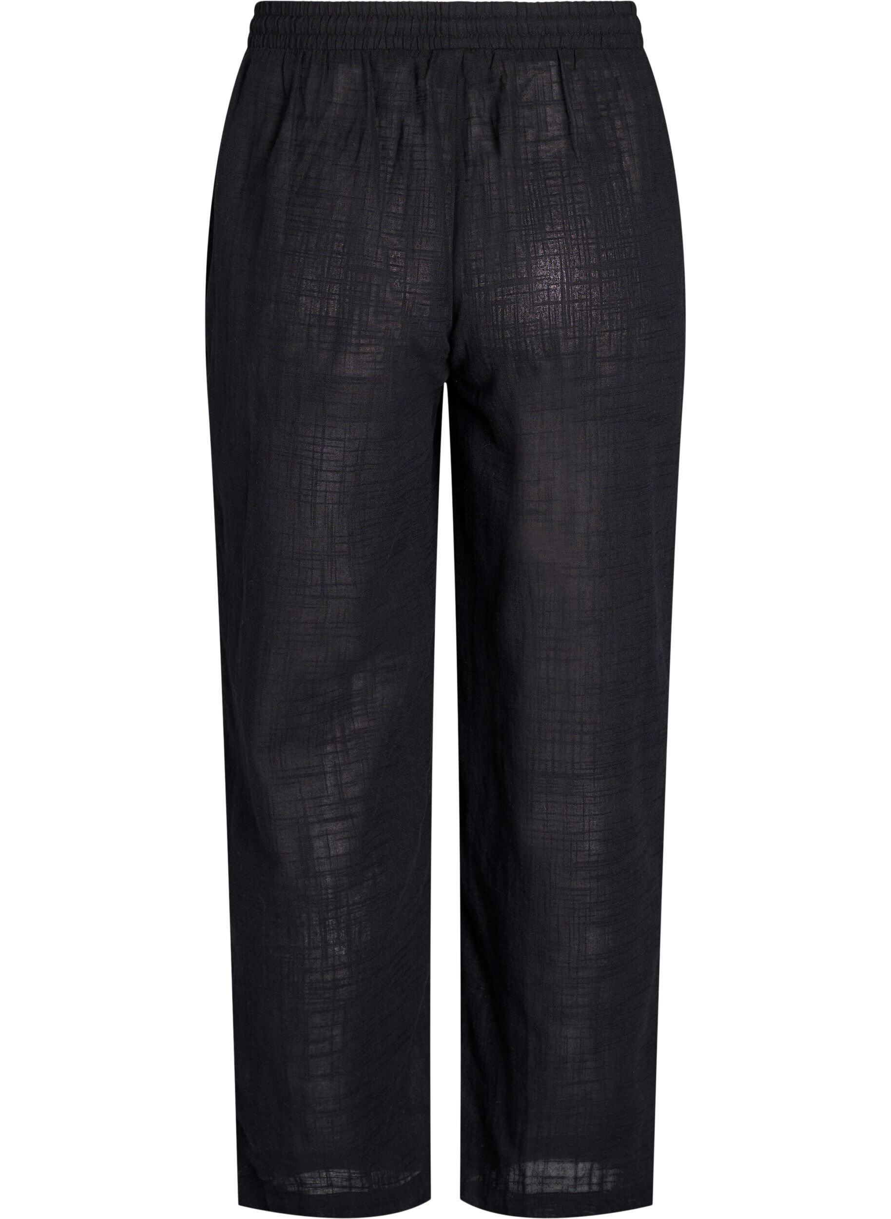 Zizzifashion FLASH - Straight fit trousers with high waist, Black, Packshot image number 1